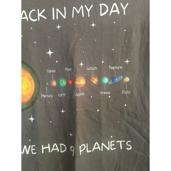 NWT Port and Company Women's T Shirt BACK IN MY DAY WE HAD PLANETS Sz L - Picture 2 of 6